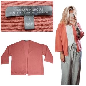 Neiman Marcus Coral Cashmere Cardigan